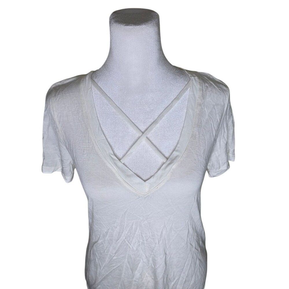 Urban Outfitters Project Social T Criss Cross Short Sleeve Shirt Women Size M Wh